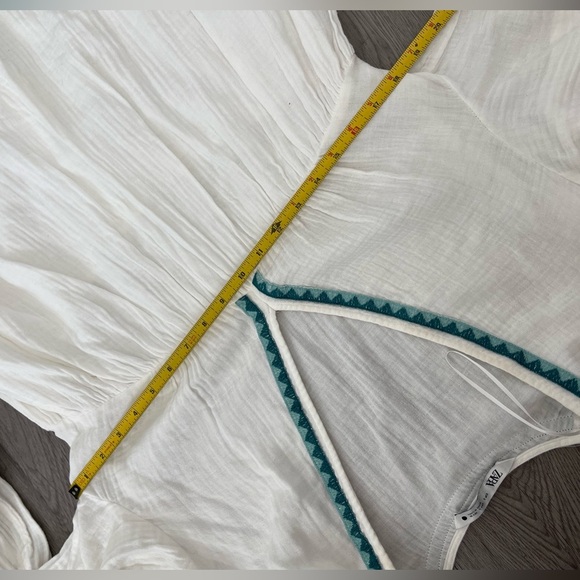 Zara embroidered white and green bohemian dress small - Picture 4 of 11